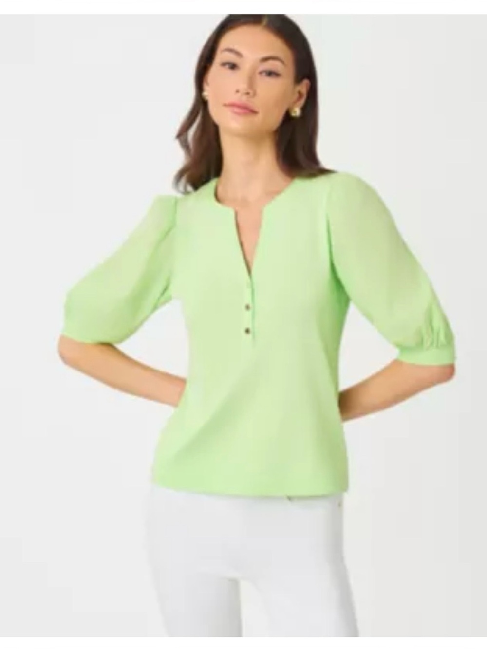 NWT LILLY PULITZER RONSON TOP MEDIUM PISTACHIO GREEN - Picture 5 of 6